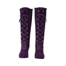 Women Chunky Heel Knee High Boots Medieval Victorian Cosplay Shoes - AwwwCos