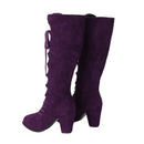 Women Chunky Heel Knee High Boots Medieval Victorian Cosplay Shoes - AwwwCos