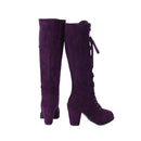 Women Chunky Heel Knee High Boots Medieval Victorian Cosplay Shoes - AwwwCos