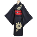Women Cosmic Princess Kaguya! Kaguya Cosplay Costume Printed Black Kimono