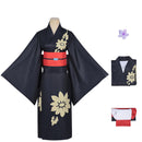 Women Cosmic Princess Kaguya! Kaguya Cosplay Costume Printed Black Kimono