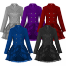 Women Double Breasted Victorian Coat Tuxedo Gothic Lace Hem Tailcoat - AwwwCos