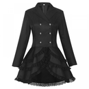 Women Double Breasted Victorian Coat Tuxedo Gothic Lace Hem Tailcoat - AwwwCos