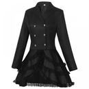 Women Double Breasted Victorian Coat Tuxedo Gothic Lace Hem Tailcoat - AwwwCos
