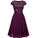 Women Elegant Glitter Sequin Ruffle Style Cocktail Prom Evening Dress - AwwwCos