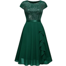 Women Elegant Glitter Sequin Ruffle Style Cocktail Prom Evening Dress - AwwwCos