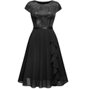Women Elegant Glitter Sequin Ruffle Style Cocktail Prom Evening Dress - AwwwCos