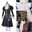 Women Game FGO Oberon Cosplay Costume Puff Sleeve Navy Blue Dress - AwwwCos