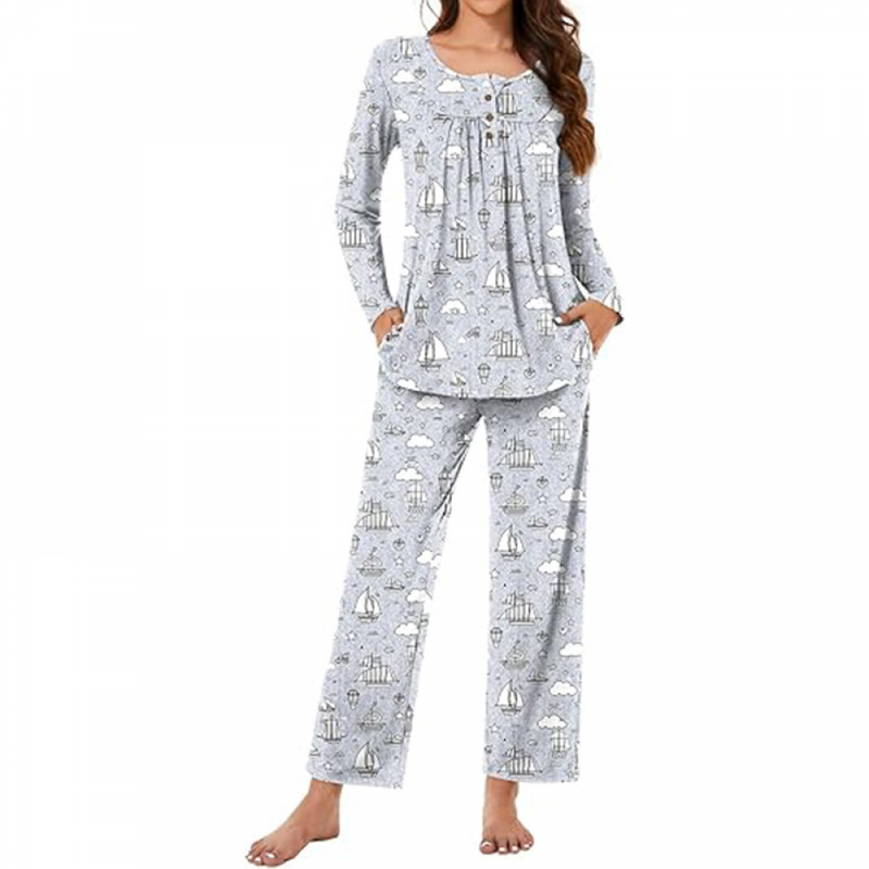 Women Fall Pajama Sets Ladies 2-Piece Lounge Indoor Sleepwear