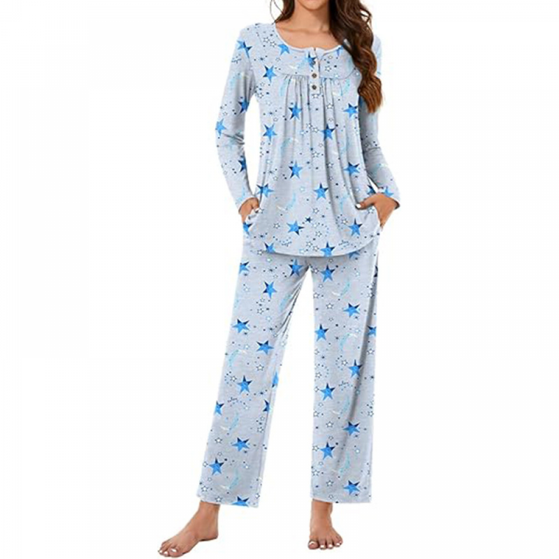 Women Fall Pajama Sets Ladies 2-Piece Lounge Indoor Sleepwear