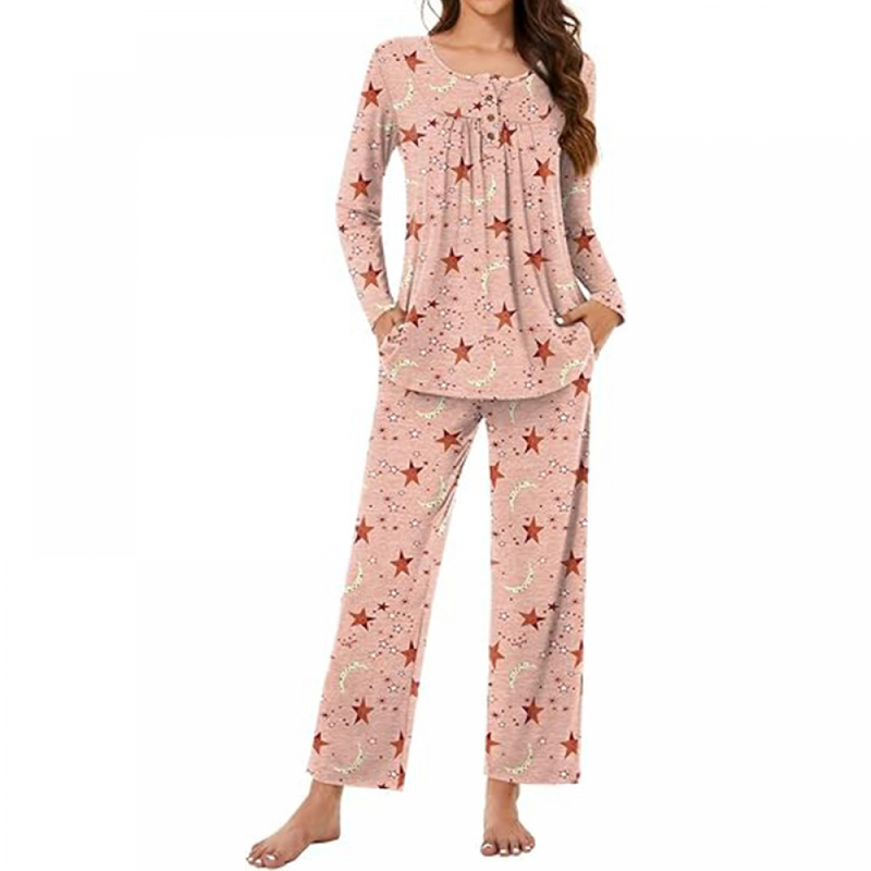 Women Fall Pajama Sets Ladies 2-Piece Lounge Indoor Sleepwear