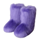 Women Faux Fur Indoor Flat Shoes Snow Boots Fluffy Winter Mid-Calf Boots - AwwwCos