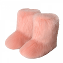 Women Faux Fur Indoor Flat Shoes Snow Boots Fluffy Winter Mid-Calf Boots - AwwwCos
