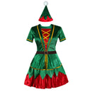 Women Female Christmas Mrs Claus Elf Cosplay Costume Accessory Full Set - AwwwCos