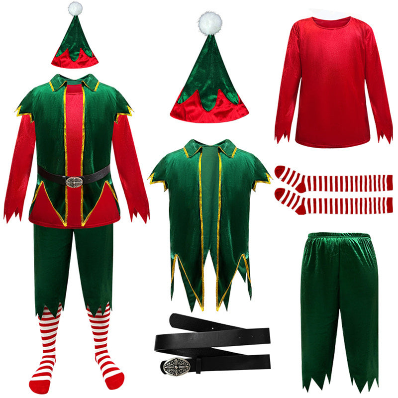 Women Female Christmas Mrs Claus Elf Cosplay Costume Accessory Full Set - AwwwCos