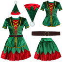Women Female Christmas Mrs Claus Elf Cosplay Costume Accessory Full Set - AwwwCos