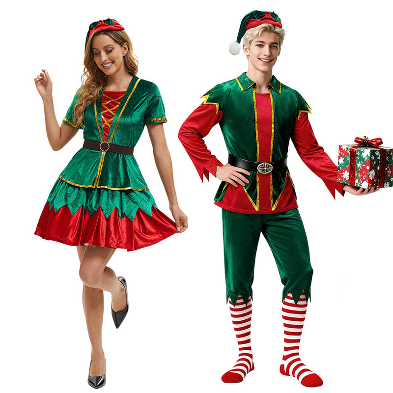 Women Female Christmas Mrs Claus Elf Cosplay Costume Accessory Full Set - AwwwCos