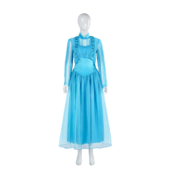Women Film Beetlejuice Astrid Cosplay Costume Blue Dress - AwwwCos