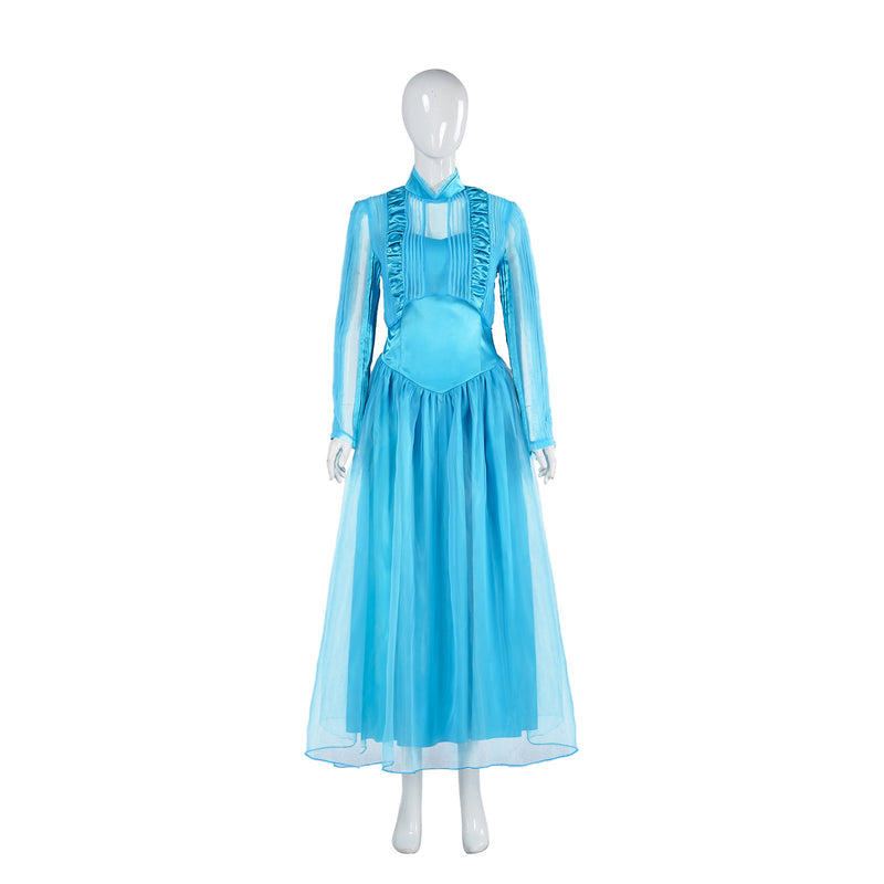 Women Film Beetlejuice Astrid Cosplay Costume Blue Dress - AwwwCos