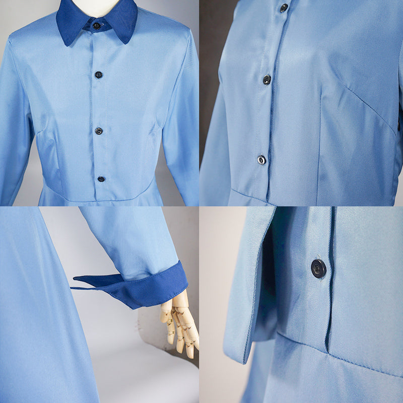 Women Film Hibiscus Delacur Cosplay Costume Blue Boothbarton School Uniform - AwwwCos