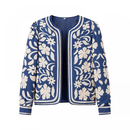 Women Floral Quilted Jacket Short Front Open Print Lightweight Coat - AwwwCos