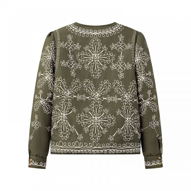Women Floral Quilted Jacket Short Front Open Print Lightweight Coat