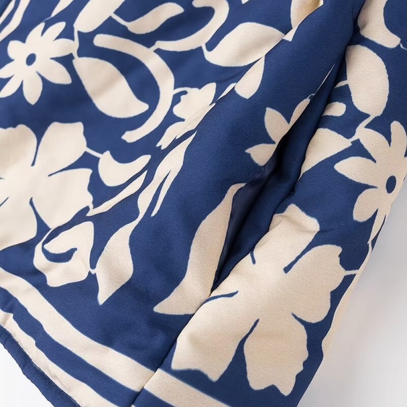 Women Floral Quilted Jacket Short Front Open Print Lightweight Coat