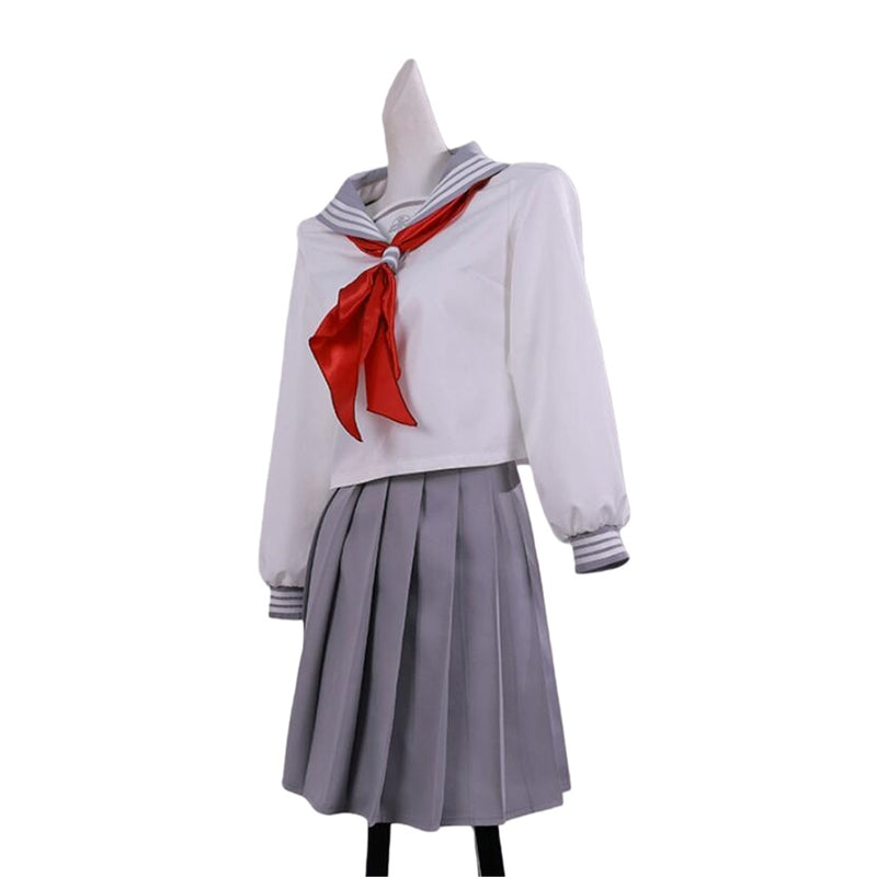 Women Game Silent Hill Shimizu Hinako Cosplay Costume Top Light Grey Skirt