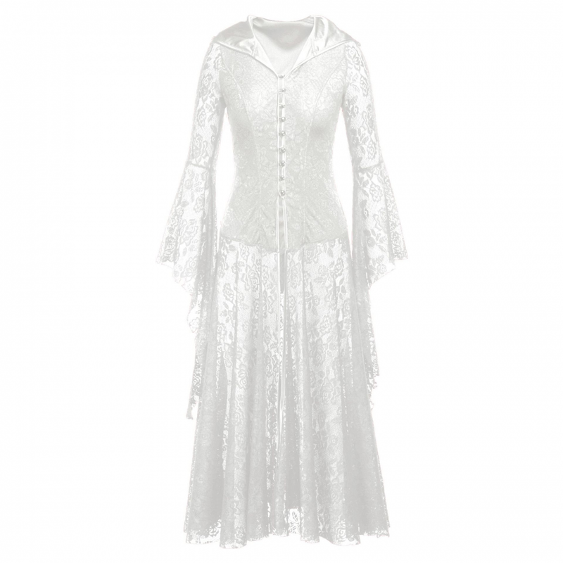 Women Gothic Bell Sleeve Victorian Hooded Fancy Dresses Vintage Costume