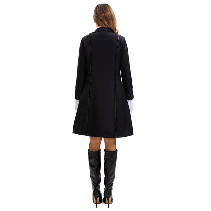 Women Gothic Cosplay Costume Black Tailcoat Party Elegant Lace Up Shirt - AwwwCos