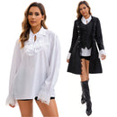 Women Gothic Cosplay Costume Black Tailcoat Party Elegant Lace Up Shirt - AwwwCos