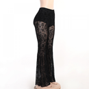 Women Gothic Disco Black Lace Elastic Waist Bell Bottoms Flare Pants - AwwwCos