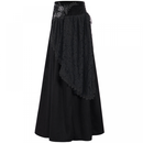 Women Gothic High Waist Velvet Lace Irregular Black Midi Skirts - AwwwCos