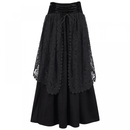Women Gothic High Waist Velvet Lace Irregular Black Midi Skirts - AwwwCos