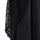 Women Gothic High Waist Velvet Lace Irregular Black Midi Skirts - AwwwCos