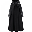 Women Gothic High Waist Velvet Lace Irregular Black Midi Skirts - AwwwCos