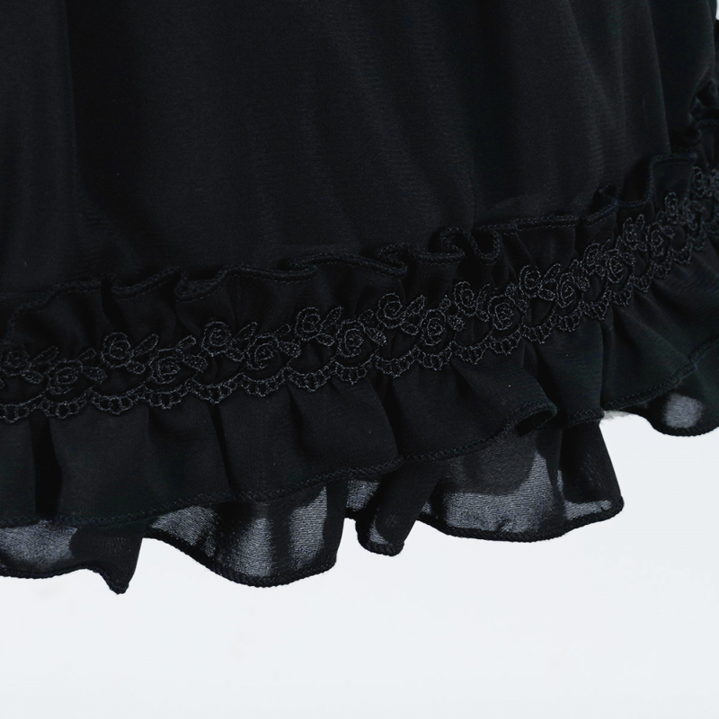 Women Gothic Lolita Short-Sleeved one-Piece Dress with Ruffled Bow