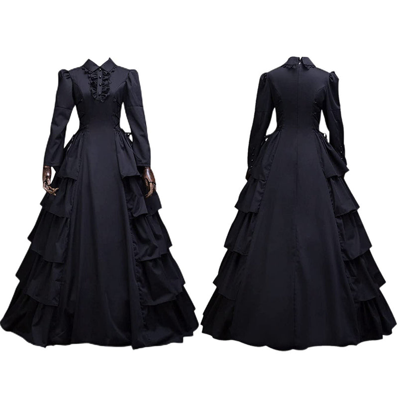 Women Gothic Victorian Masquerade Queen Princess Cosplay Ruffles Dress - AwwwCos