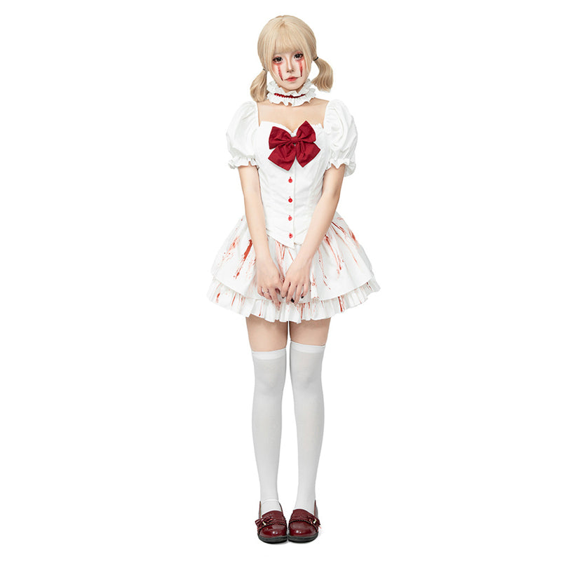 Women Halloween Masquerade Cosplay Costume Bloodstained Lolita Dress - AwwwCos