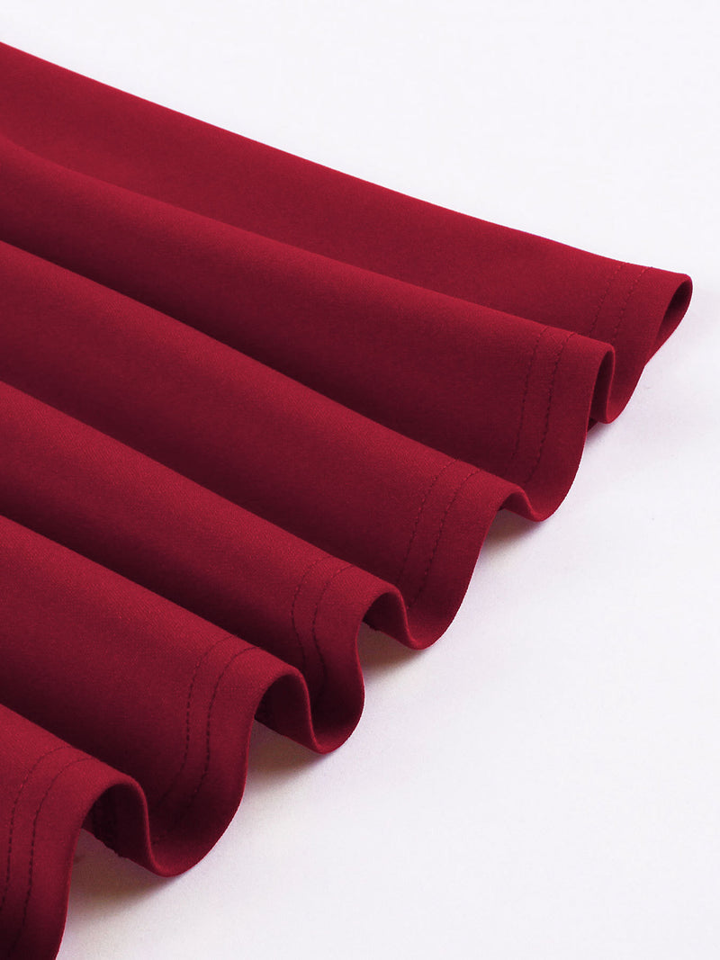 Women Hepburn Style Cosplay Patchwork Christmas Half Sleeve Flared Dress - AwwwCos