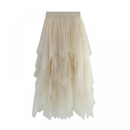 Women High Low Layered Puffy Fairy Midi Length Irregular Tutu Skirt