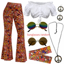 Women Hippie Fashion Wide Leg Flared Pants Printed Trousers Turban - AwwwCos