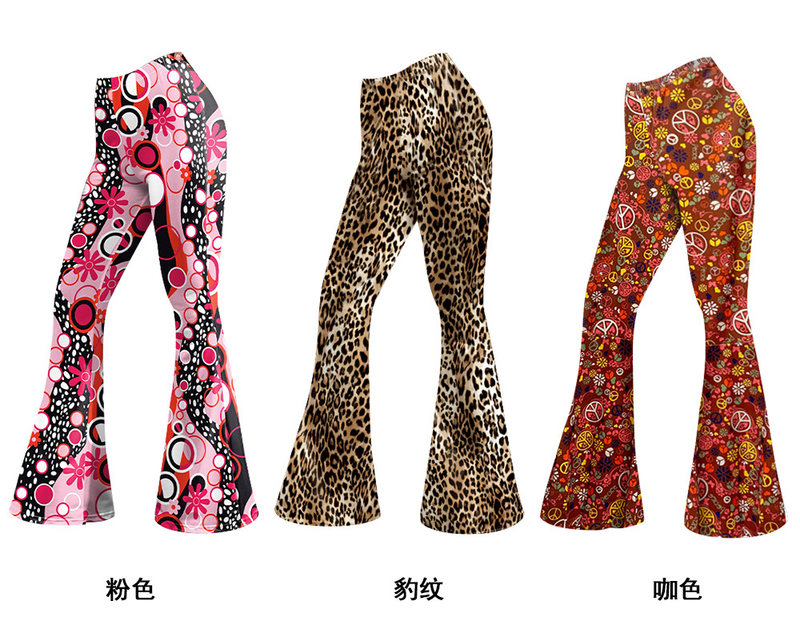 Women Hippie Fashion Wide Leg Flared Pants Printed Trousers Turban - AwwwCos