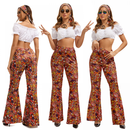 Women Hippie Fashion Wide Leg Flared Pants Printed Trousers Turban - AwwwCos