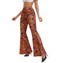 Women Hippie Fashion Wide Leg Flared Pants Printed Trousers Turban - AwwwCos