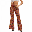 Women Hippie Fashion Wide Leg Flared Pants Printed Trousers Turban - AwwwCos