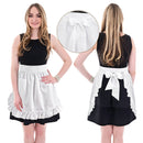Women Kitchen Ruffled Waist Half Apron with Pockets Maid Cosplay Costume