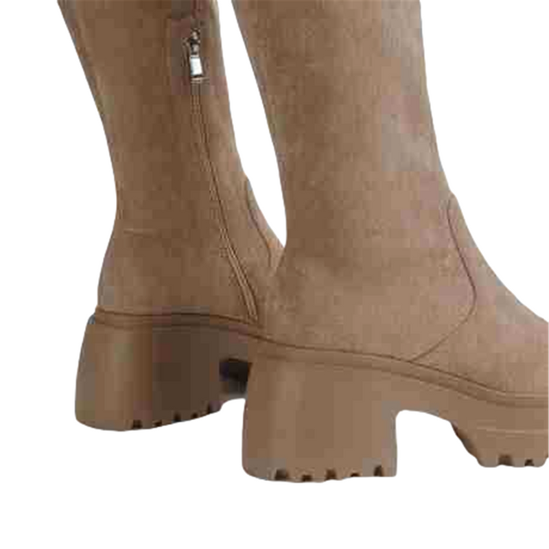 Women Knee High Boots Chunky Heeled Suede Cowgirl Cosplay Biker Boots