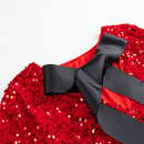 Women Long Sleeve Sparkly Sequin Mini Dress Bow Tie Loose Blouse - AwwwCos