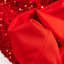 Women Long Sleeve Sparkly Sequin Mini Dress Bow Tie Loose Blouse - AwwwCos